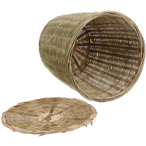 WASHWEPE Multiuse Bamboo Woven Basket for Kitchen Vegetable Fruit and Trashcan for Your Bedroom