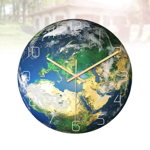 WASHWEPE Decorative Acrylic Wall Clock Earth Shape Multi Color Night Light Silent Hanging Clock