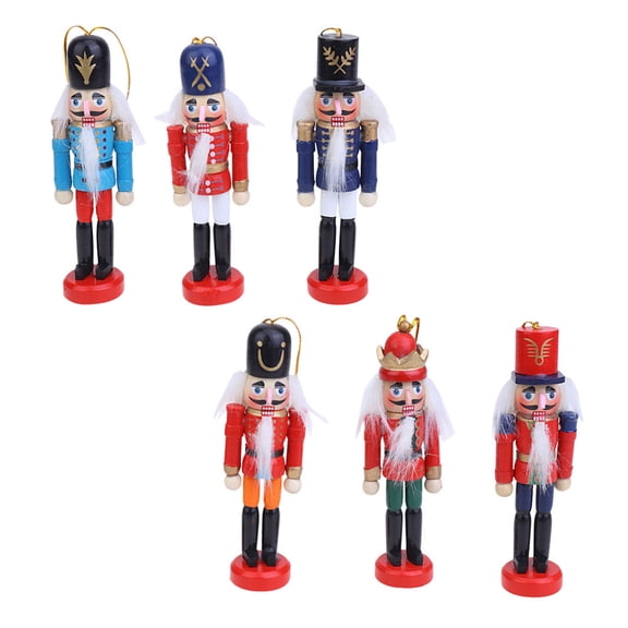 WASHWEPE Nutcracker Ornament Wooden 6Pcs 4.72X1.45X0.90in