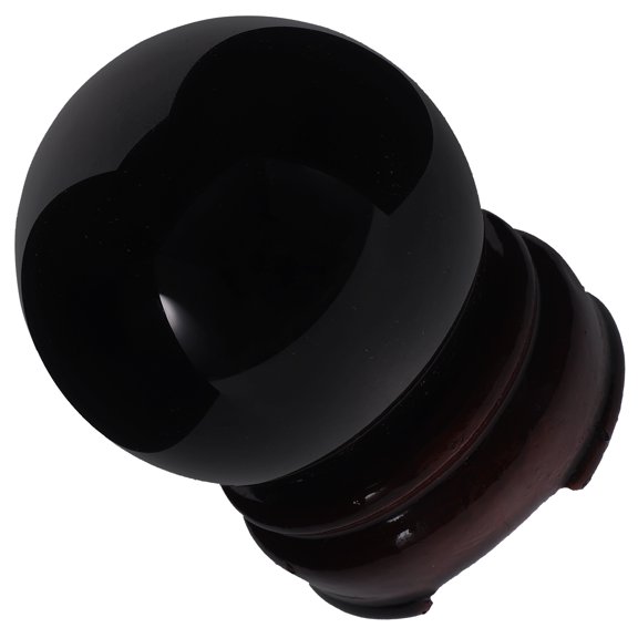 WASHWEPE Obsidian Sphere With Stand Black Crystal Ball For Office Desk 1 Set
