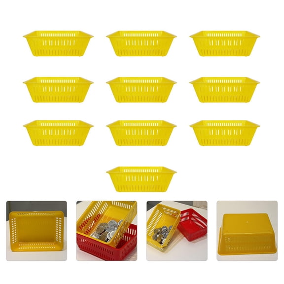 WASHWEPE Organizer Basket 10Pack Yellow Plastic Coin Storage for Supermarkets