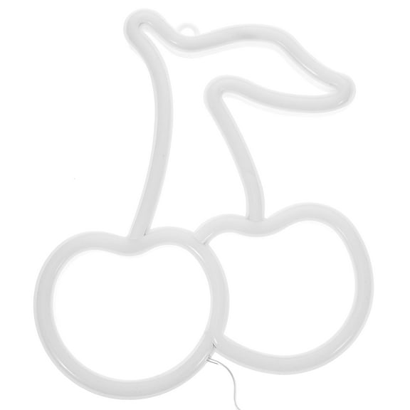 WASHWEPE PVC Cherry Shape Neon Signs for Bedroom and Festival Party 1Pack 11.8X7.9X0.9In