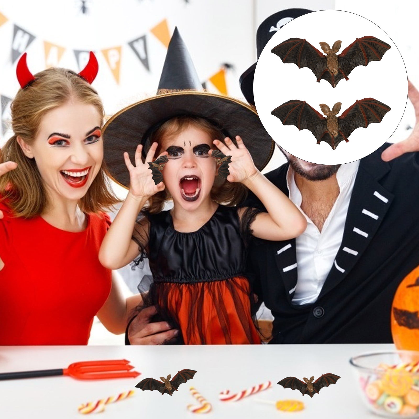 WASHWEPE Party Supplies 2Set Spooky Hanging Bats Grey PVC Bat Shape ...