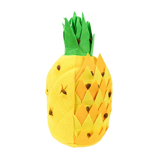 WASHWEPE Pineapple Shaped Dog Toy Yellow Fleece Felt Stuffed Cotton Teeth Grinding Sniffing Stress Relief 1Pcs