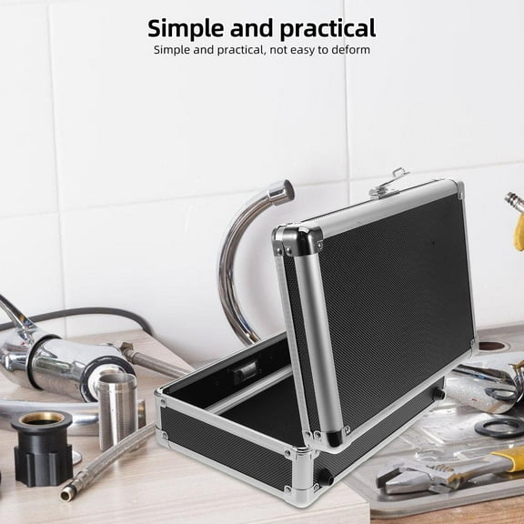 WASHWEPE Portable Tool Box 1Pcs Large Capacity with Coded Lock for 11.4x8.1x3.9in Rectangular Black