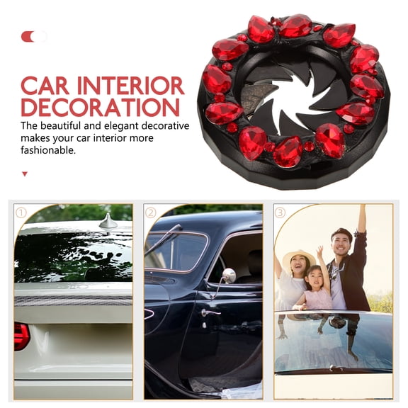 WASHWEPE Car Ignition Push Start Button Cover Set with Rhinestone Decoration for Vehicle Dashboard