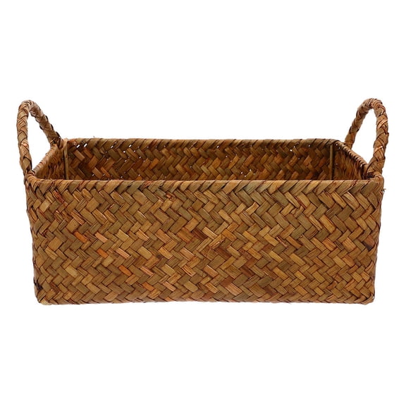 WASHWEPE Rectangular Rattan with Handwoven Storage Basket Dual Handles