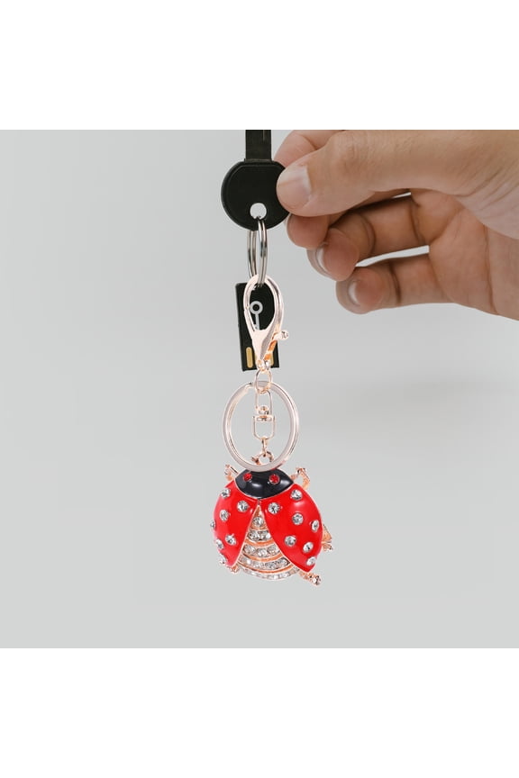 Red Ladybug Metal Key Chain Stylish and Sturdy Hanging Pendant