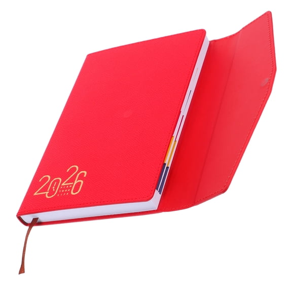 WASHWEPE Daily Planner Notebook Red with 365 Pages Thick Paper for Office Home Scheduling and Task Tracking