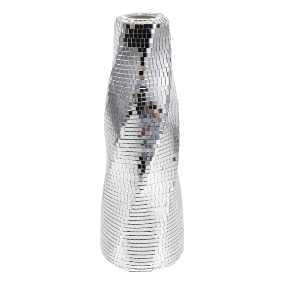 WASHWEPE Disco Ball Vase in Plated Silver for Living Room and Desk Disco Decor