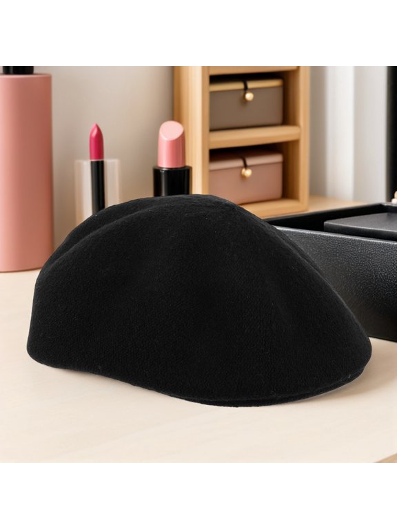 Black French Beret Hat Womens Vintage Newsboy Cap for Autumn Winter