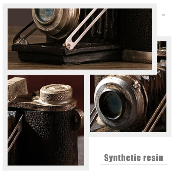 WASHWEPE Retro Camera Model Resin Craft Ornament Black Decorative Photo Prop for Dining Table Bar Decor