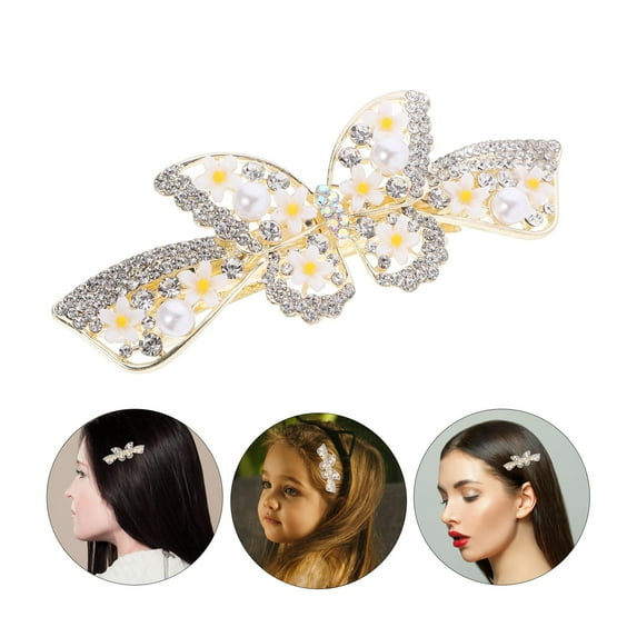 WASHWEPE Rhinestone Hair Clips Women Spring Mechanism Simple Design Wedding Party Accessory 1Pack