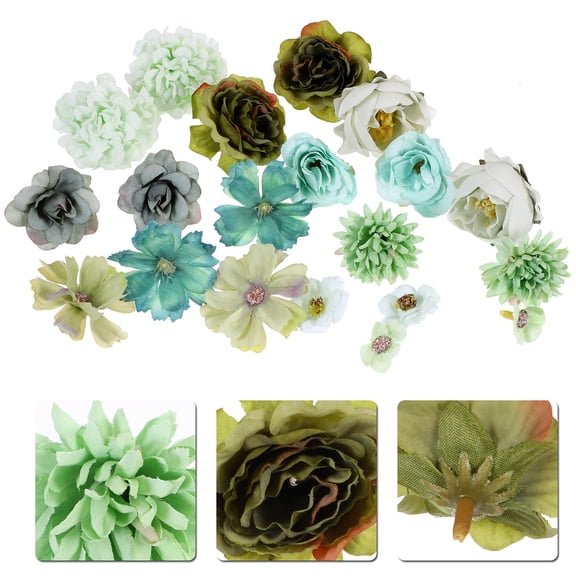 WASHWEPE Round Green Polyester Simulated Flower Bouquet 20Set for Craft Material and Decoration
