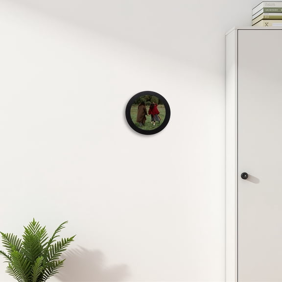 WASHWEPE Wood Picture Frame Round Shape for Wall Hanging Black Home and Office Decor