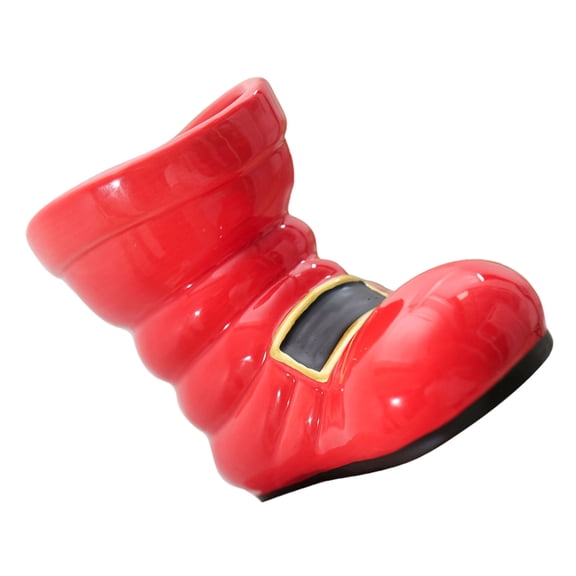 WASHWEPE Santa Boots Ceramic Flower Vase, Festive Boot-Shaped Centerpiece for Winter Decor