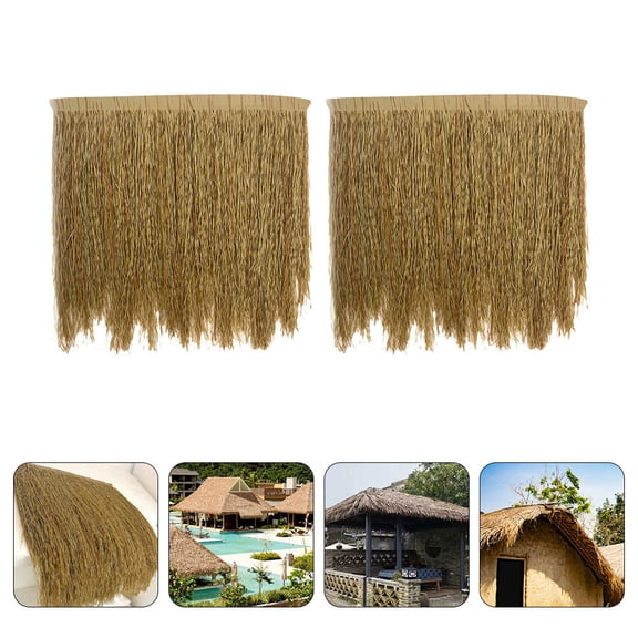 WASHWEPE Seaside Hut Decoration 2Pcs Simulated Thatch Roof Pe Coffee For Garden Decor
