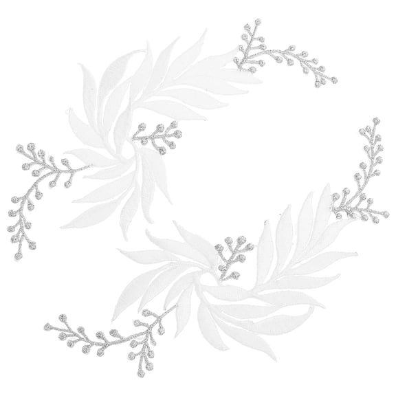 WASHWEPE Sew On Applique Patch 2Pcs for Repairing and Decoration White Leaf Design