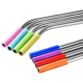WASHWEPE Silicone Tips For Glass Straws 8Pcs Case With Comfortable Rubber Beak
