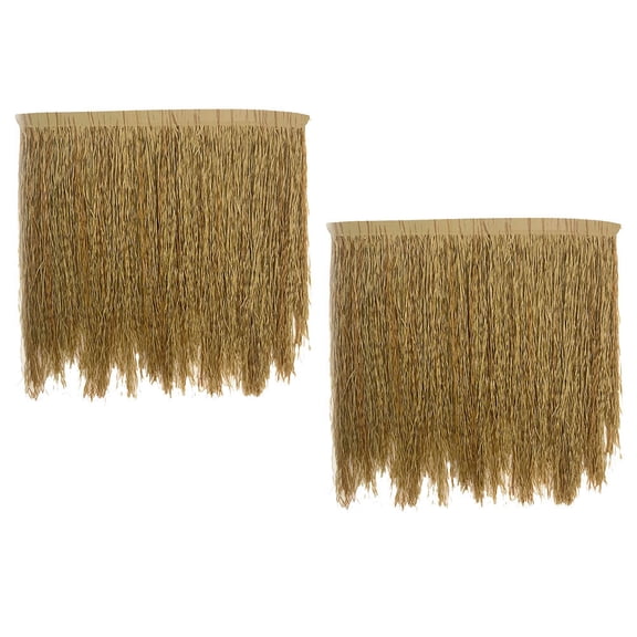 WASHWEPE 2Pcs Coffee Color Artificial Thatch Roof Decorative Lawn Patio Bamboo Shades for DIY Garden
