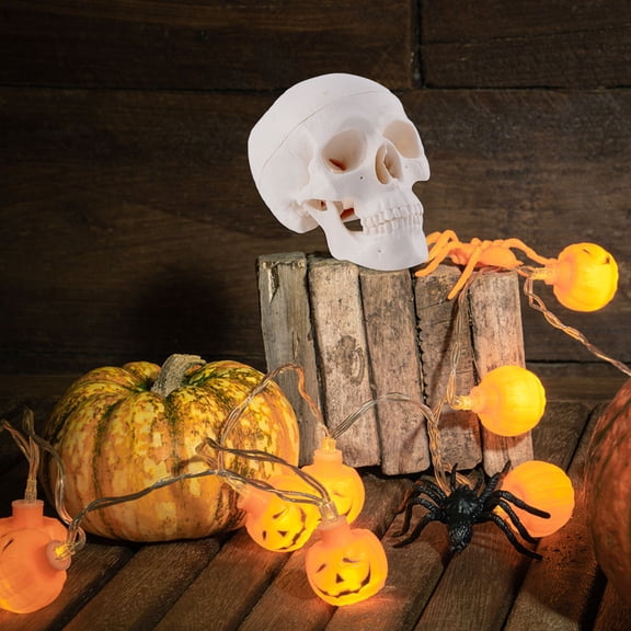 WASHWEPE Skull Statue White PVC Gothic Style Skull Head Decoration 1Pack