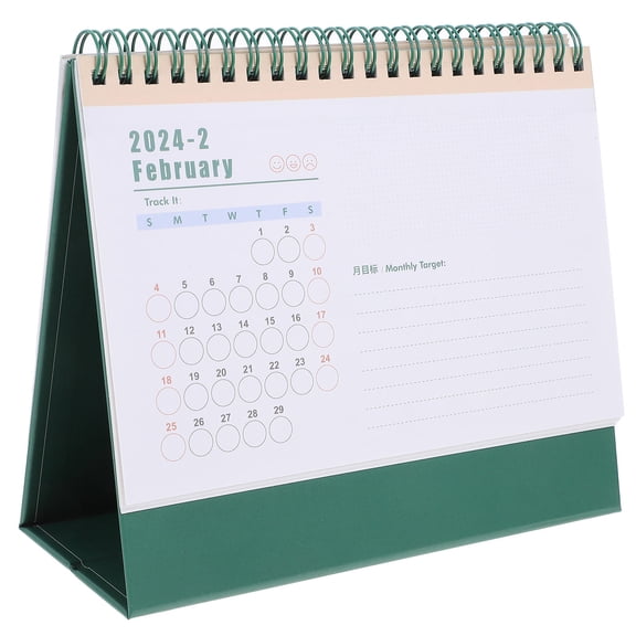 WASHWEPE Small Desktop Calendar 1Set 11.4X6.5X3.1in for Event Scheduling and Note-taking Green