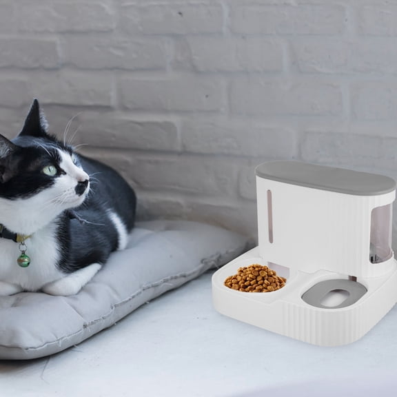 WASHWEPE Cat Feeder Automatic Grey with Maternal Grade Hips and Pet Material for Safe Use