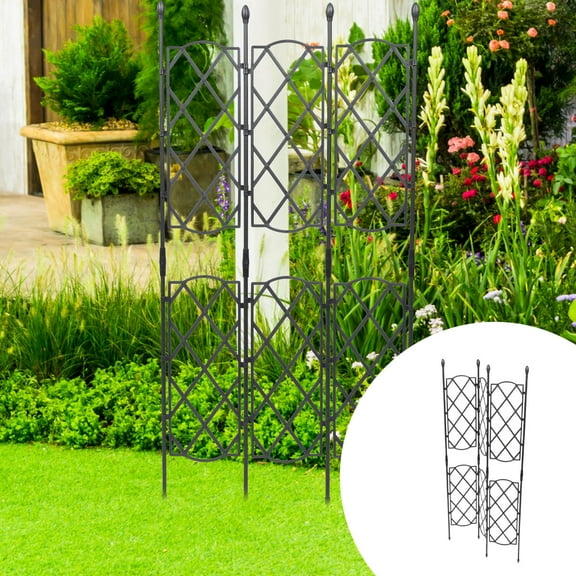 WASHWEPE Sturdy Metal Plants Support Frame Black Plastic Coated Steel Tube for Outdoor Garden 1Set