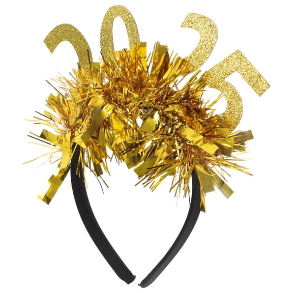 WASHWEPE Theme Headband 1Set Golden Square Numbers Design New Year Decoration Glitter Headband For Celebration Events