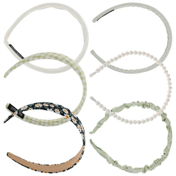 WASHWEPE Thin Headbands for Hair 6Pcs Pack in Green with Simple and Delicate Design for Various Occasions