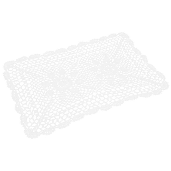 WASHWEPE White Crochet Lace Placemat Cotton Wedding Table Mat Heat Resistant for Decoration
