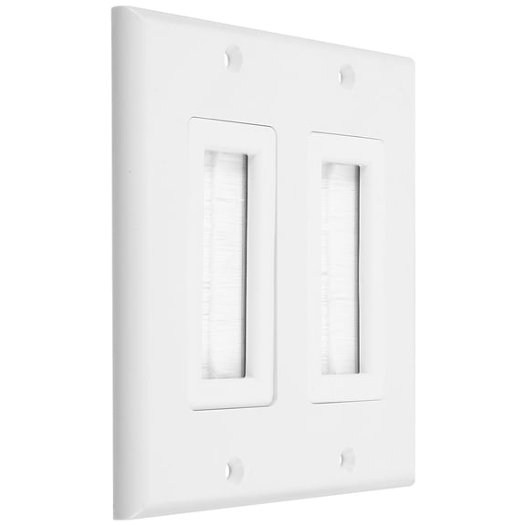 WASHWEPE White Dual Port Cable Pass Through Wall Plate for Hide Wires in Wall TV and Sound System