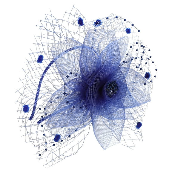 WASHWEPE Women Fascinators Mesh Headpiece 1Set Blue for Wedding and Evening Party