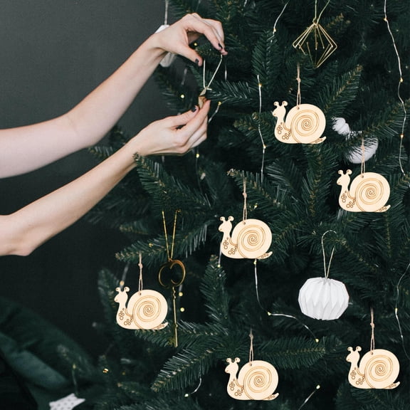 WASHWEPE Wood Chips For Painting 50 Sets Snail Shape Wooden Cutouts For Home Decoration Light Yellow