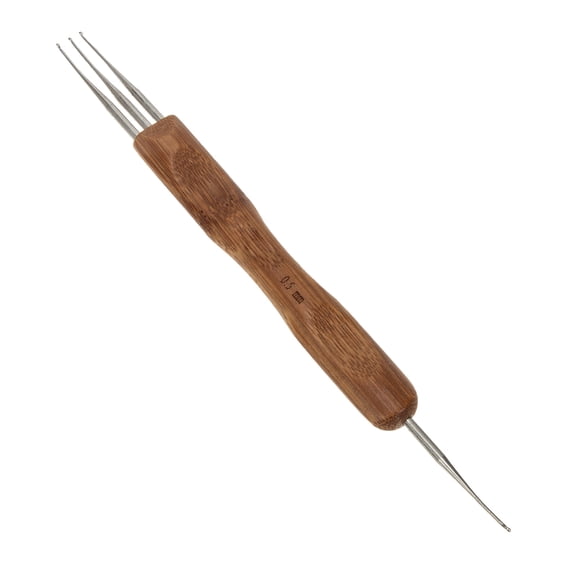 WASHWEPE Wood Handle Crochet Hook for Dreadlocks, Brown Stainless Steel Needle, Compact Tool for Loc Touch Up