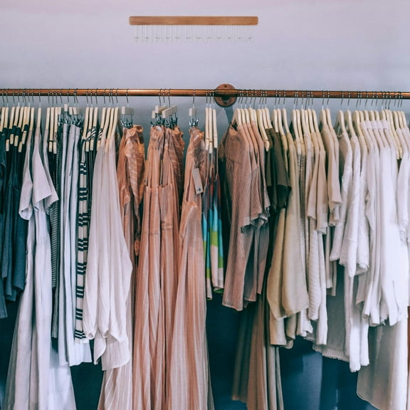 WASHWEPE Wooden Hanger With Metal Adjustable Length Space-Saving 41.0X8.0X4.0In For Clothes Organizer 1Pcs