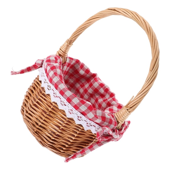 WASHWEPE Khaki Woven Storage Basket with Handle, Willow Design, Ideal for Weddings, Showers, Home Organization, 1 Set