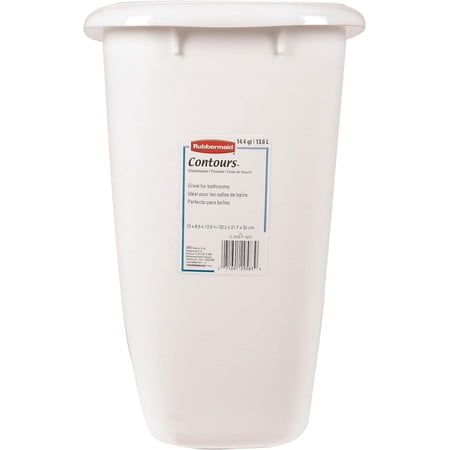 Rubbermaid Wastebasket fg295800wht - Fireproof Steel, Removable Lid - 3.5 Gal, White — Residential Use, Standard Application