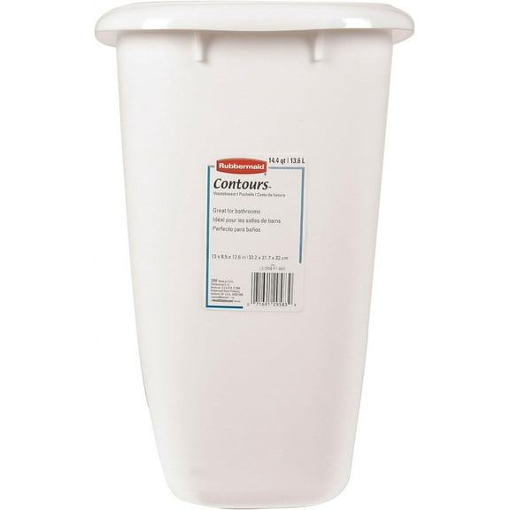 Rubbermaid Wastebasket fg295800wht - Fireproof Steel, Removable Lid - 3.5 Gal, White — Residential Use, Standard Application