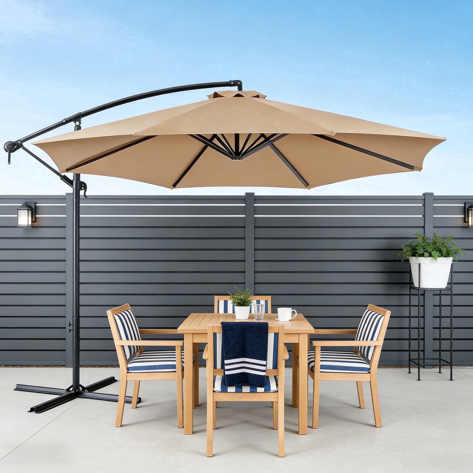 everite patio umbrella ORYNTREX 10' X 13' Outdoor Large Rectangle Cantilever Umbrella Heavy Duty 360Rotation Offset Umbrella for Garden Deck Pool Patio,Beige : Patio, Lawn & Garden button tilt EVERITE Cantilever Garden Parasol with