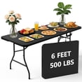 thumbnail image 1 of HaiNova 6ft Folding Table, Portable Camping Table with Handle, Durable and Anti-fouling Picnic Table Suitable for Party, Camping and Picnic, Black, 1 of 11