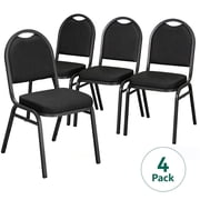HaiNova Dome Back Stack Chair 4 Pack, with Black Vinyl Seat and Back, 500-lb Weight Capacity, Black Steel Frame, for Banquets, Weddings, Black