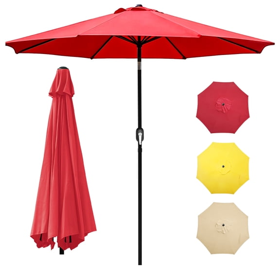 WASUHE Outdoor Patio Umbrella Table Market Umbrella with Push Button Tilt/Crank, Suitable for Garden, Deck, Backyard, Red