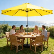 HaiNova 9FT Outdoor Patio Umbrella Table Market Umbrella with Push Button Tilt/Crank, UV Protection Waterproof Suitable for Garden, Deck, Yellow