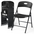 thumbnail image 1 of WASUHE Resin Folding Chair Set of 6, Reinforced Metal Frame Stackable Plastic Folding Chairs for Wedding, Party, Restaurant & Meeting Room, Black Upgraded, 1 of 8