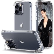 WATACHE for iPhone 15 Pro Max Case, 6.7 inch Phone Stand and Hang Modes,Grade Drop Protection, Support Wireless Charging, TPU Back Cover with 4 hooks, Phone Case for iPhone 15 Pro Max, Clear