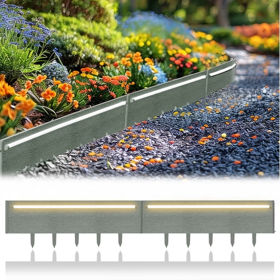 WATANIYA Dig-Free Garden Landscape Edging Border withh LED light,10 pack (Gray)