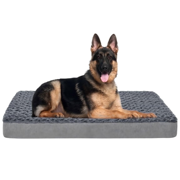 WATANIYA PET Memory Foam Soft Rose Plush Dog Bed, Non Slip Bottom, Washable Pet Bed Mattress, Grey