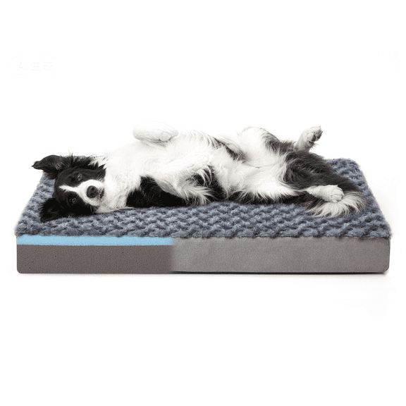 WATANIYA PET Memory Foam Soft Rose Plush Dog Bed, Non Slip Bottom, Washable Pet Bed Mattress, Grey