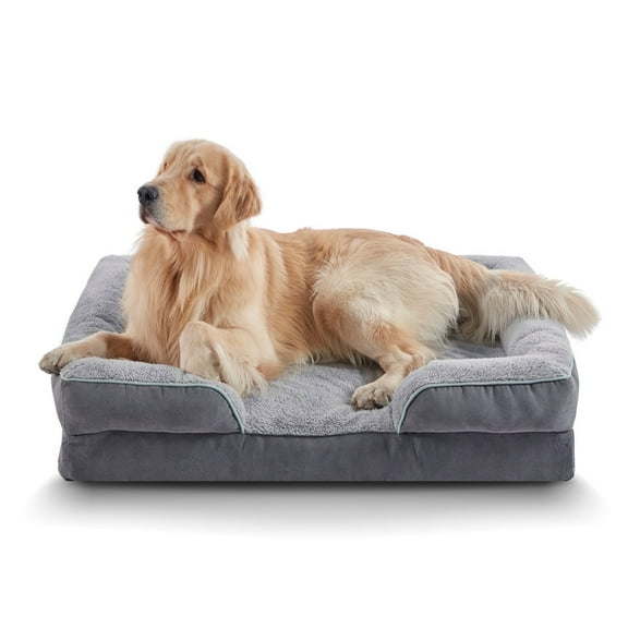 WATANIYA PET Orthopedic Egg-Crate Foam Dog Sofa Bed,Removable Nonslip Pet Couch With Sides, Grey